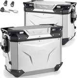Monokey Cam-Side Trekker Outback Evo Smart Anodized Aluminium Side Cases + Locks - R Recessed 88 Lt Givi Trekker Outback Evo Smart Anodized Aluminium Silber Size 48+40 = 88 Lt.