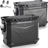 Monokey Cam-Side Trekker Outback Evo Smart Black Aluminium Side Cases + Locks - R Recessed 88 Lt Trekker Outback Evo Smart Aluminium - Givi Compatible With Suzuki V-Strom 800 De (2023-2024)