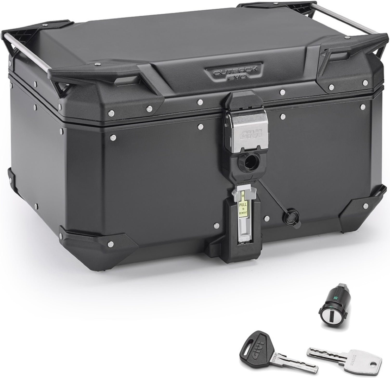 Monokey Trekker Outback Evo Smart Black Aluminium Top Case - 58 Lt Trekker Outback Evo Smart Aluminium - Givi Compatible With Sym Max Sym Tl 500 (2020-2024)