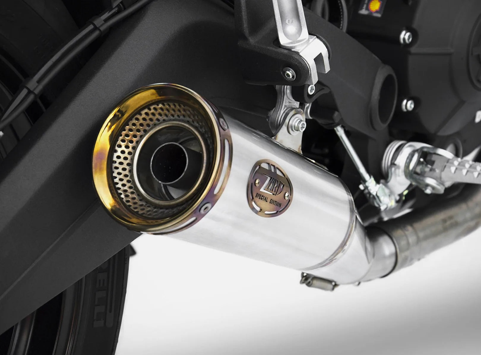 Terminale Di Scarico Con Omologazione Suono Zuma Acciaio Coppa Bronzo - Zard Compatibile Con Ducati Scrambler 800 Desert Sled (2021-2022)