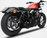 Complete Catalytic Exhaust System With Sound Certification Conical Steel Black Endcap Aluminium Black - Zard Compatible With Harley-Davidson Sportster (2014-2016)