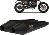 Terminale Di Scarico Con Omologazione Suono Conical Acciaio Nero - Zard Compatibile Con Moto Guzzi V7 Ii Stone (2008-2015)