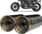 Terminale Di Scarico Con Omologazione Suono Slim Acciaio Nero Coppa Bronzo - Zard Compatibile Con Moto Guzzi V9 Bobber (2016-2019)