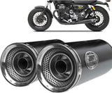 Terminale Di Scarico Con Omologazione Suono Slim Acciaio Nero Coppa Alluminio - Zard Compatibile Con Moto Guzzi V9 Bobber (2016-2019)