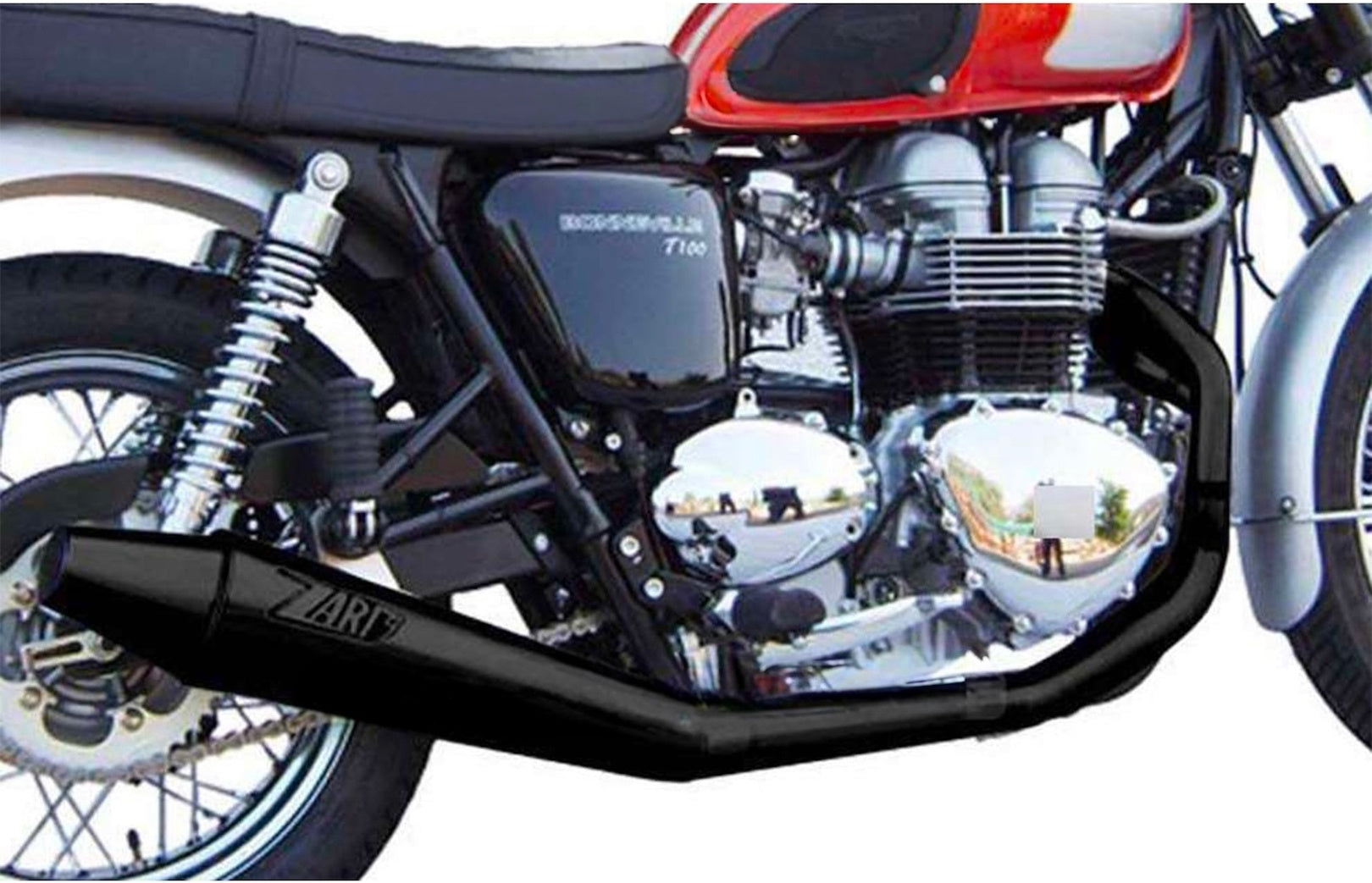 Complete Catalytic Exhaust System With Sound Certification Conical Low Steel Black - Zard Compatible With Triumph Bonneville T100 (2001-2016)