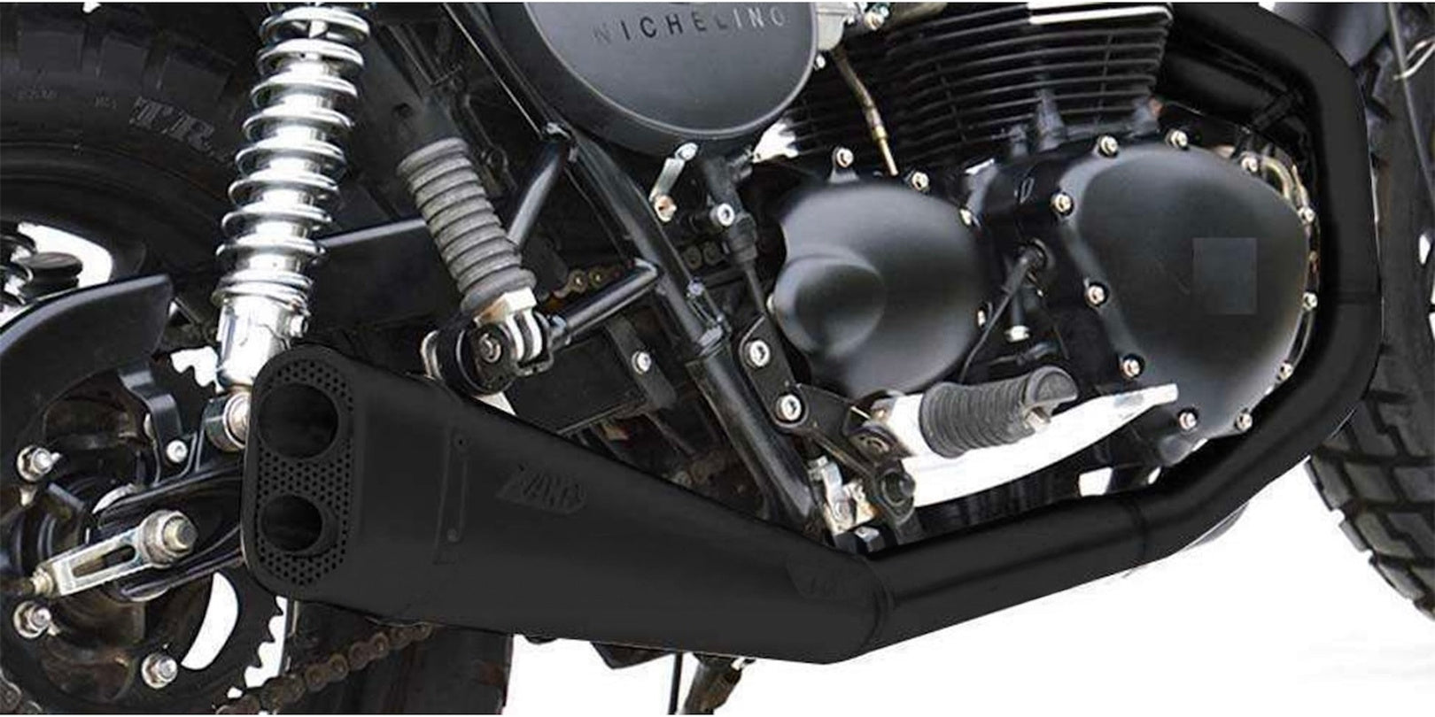 Complete Catalytic Exhaust System With Sound Certification Short Low Steel Black - Zard Compatible With Triumph Thruxton 900 (2001-2016)