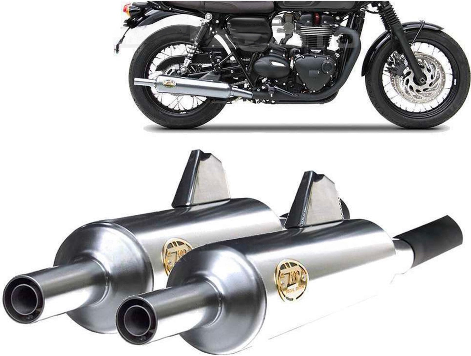 Exhaust Tip With Noise Certification Bottle Stainless Steel - Zard Compatible With Triumph Bonneville T100 (2016-2020)