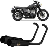 Impianto Di Scarico Completo Non Catalizzato E Con Omologazione Suono Back Acciaio Nero - Zard Compatibile Con Triumph Bonneville T120 (2016-2020)