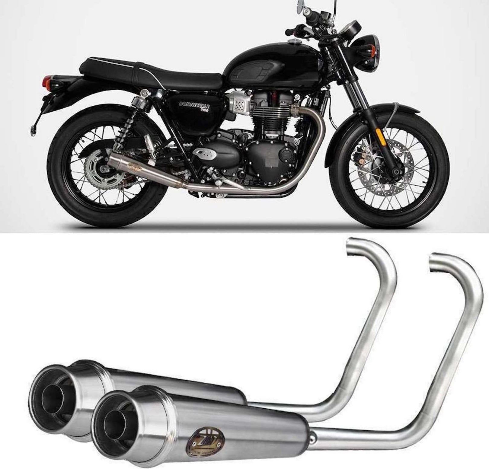 Complete Non-Catalytic Exhaust System With Sound Certification Back Stainless Steel - Zard Compatible With Triumph Bonneville T120 (2016-2020)