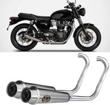 Complete Non-Catalytic Exhaust System With Sound Certification Back Stainless Steel Polish - Zard Compatible With Triumph Bonneville T120 (2016-2020)
