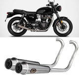 Impianto Di Scarico Completo Catalizzato E Con Omologazione Suono Acciaio Lucido - Zard Compatibile Con Triumph Bonneville T120 (2016-2020)