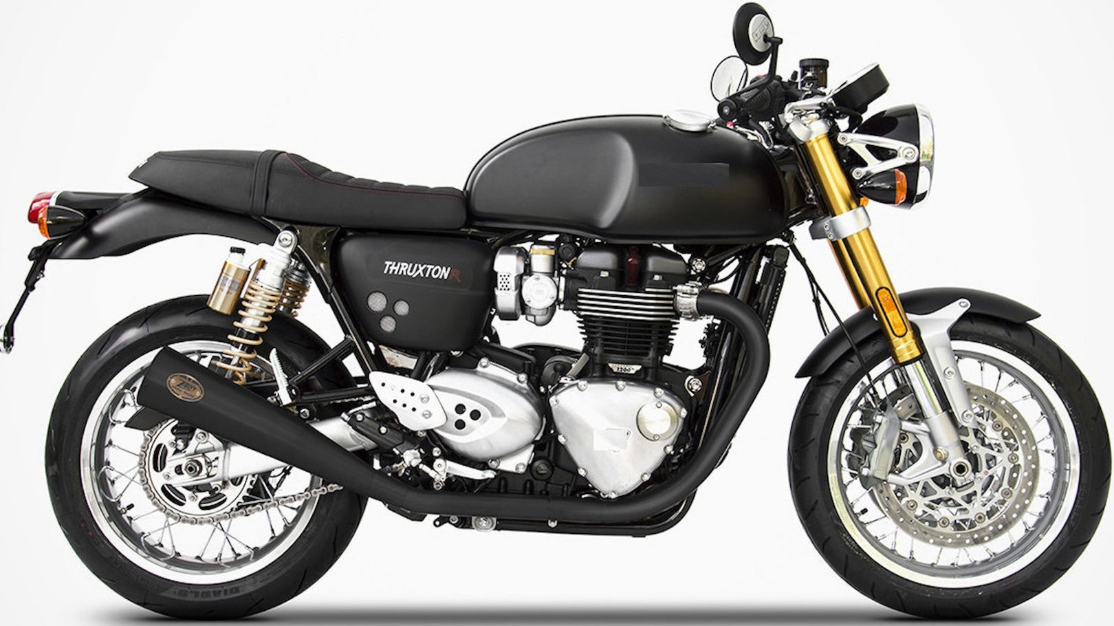 Exhaust Tip With Noise Certification Steel Black - Zard Compatible With Triumph Thruxton 1200 R (2017-2020)