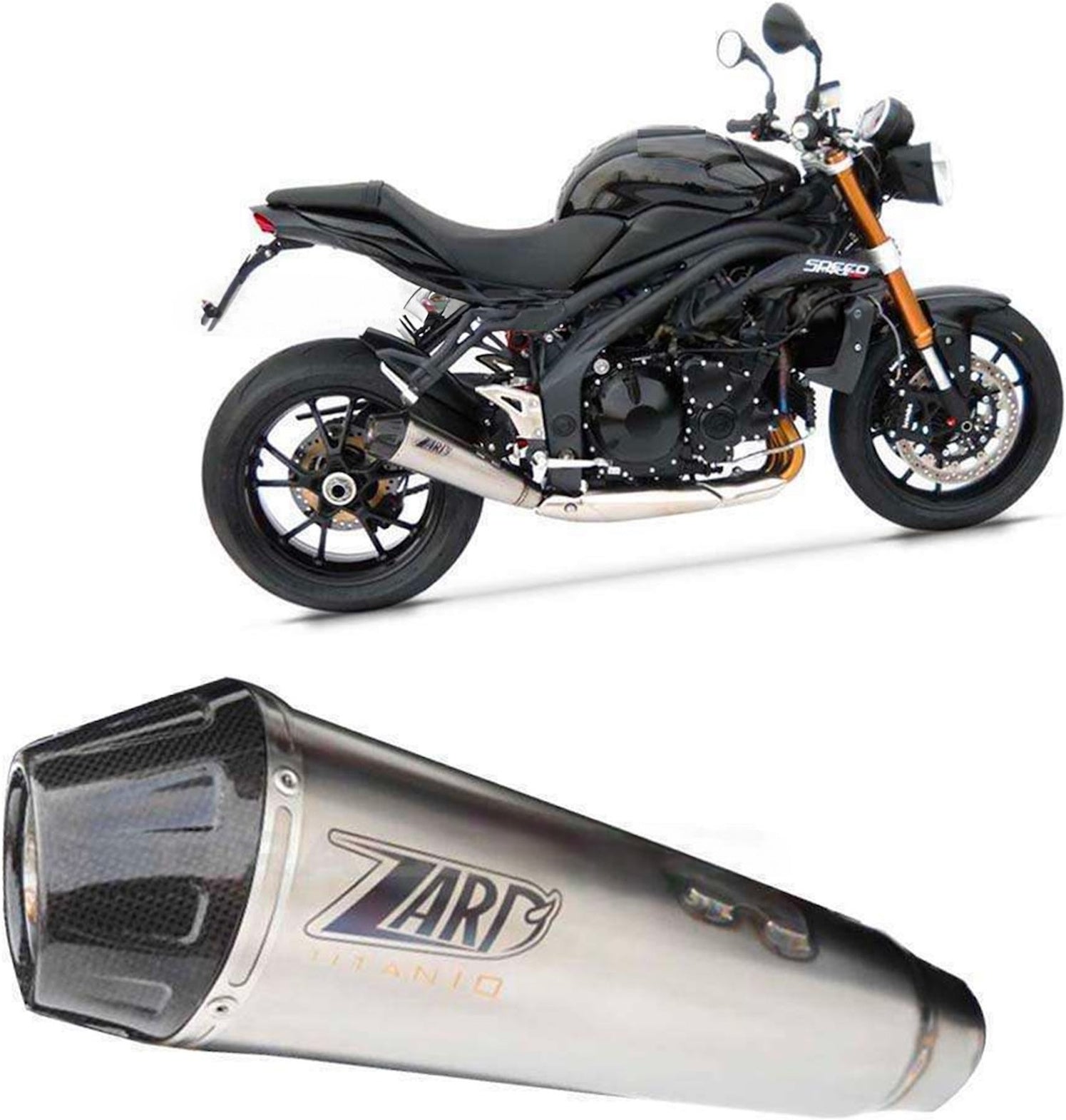 Exhaust Tip With Noise Certification Titanium Endcap Carbon - Zard Compatible With Triumph Speed Triple 1200 Rs - Rr (2021-2023)