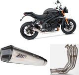 Impianto Di Scarico Completo Non Catalizzato E Con Omologazione Suono Titanio Coppa Carbonio - Zard Compatibile Con Triumph Speed Triple 1200 Rs - Rr (2021-2023)