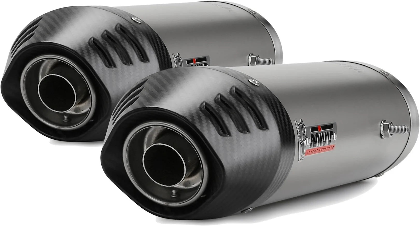 Doppio Terminale Di Scarico Non Catalizzato Con Omologazione Suono Oval Titanio Carbonio - Mivv Compatibile Con Ducati 1098 (2007-2011)