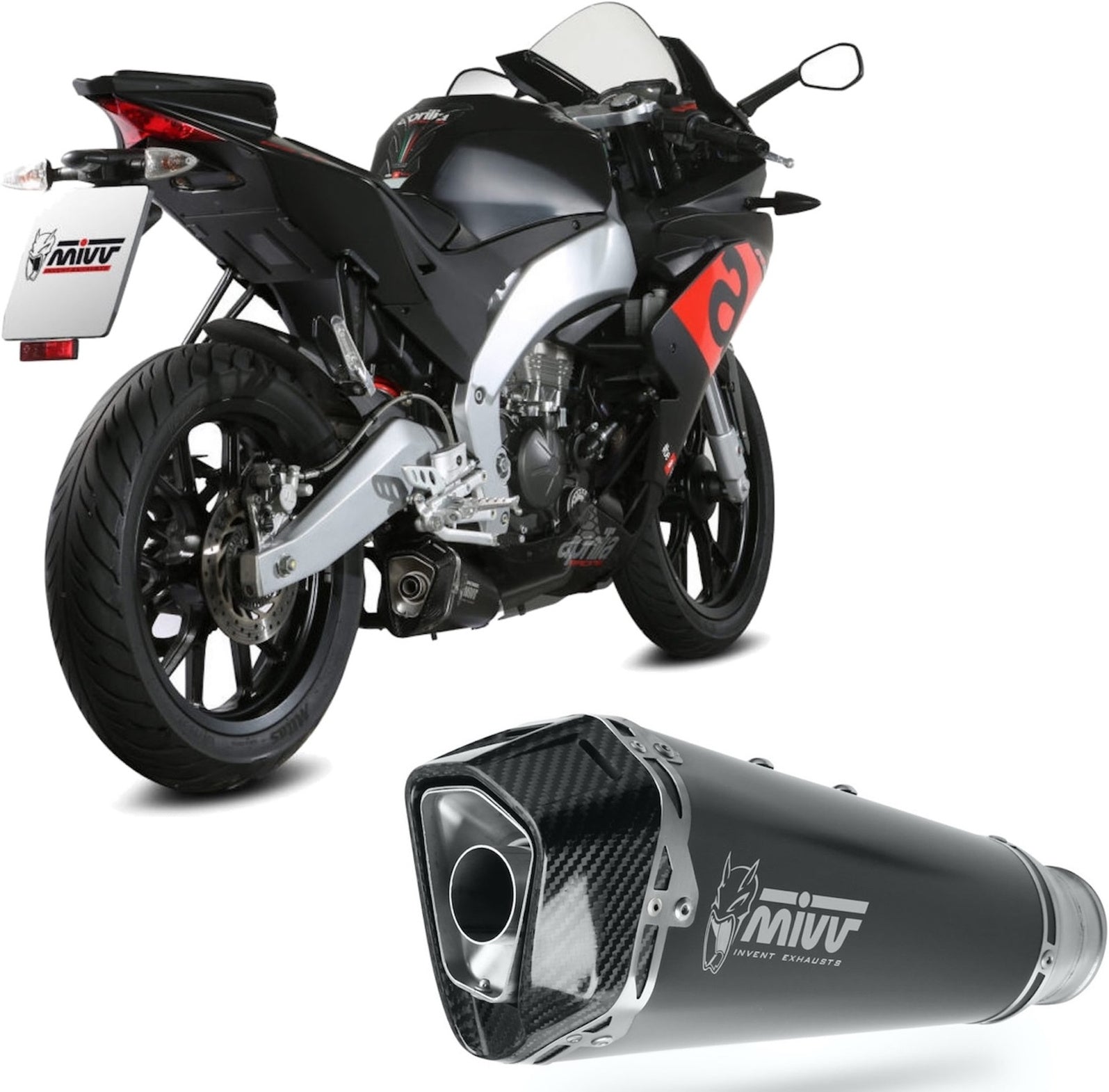 Catalytic Exhaust Tip With Sound Certification Delta Race Steel Black Carbon - Mivv Compatible With Aprilia Rs 125 4T (2017-2020)