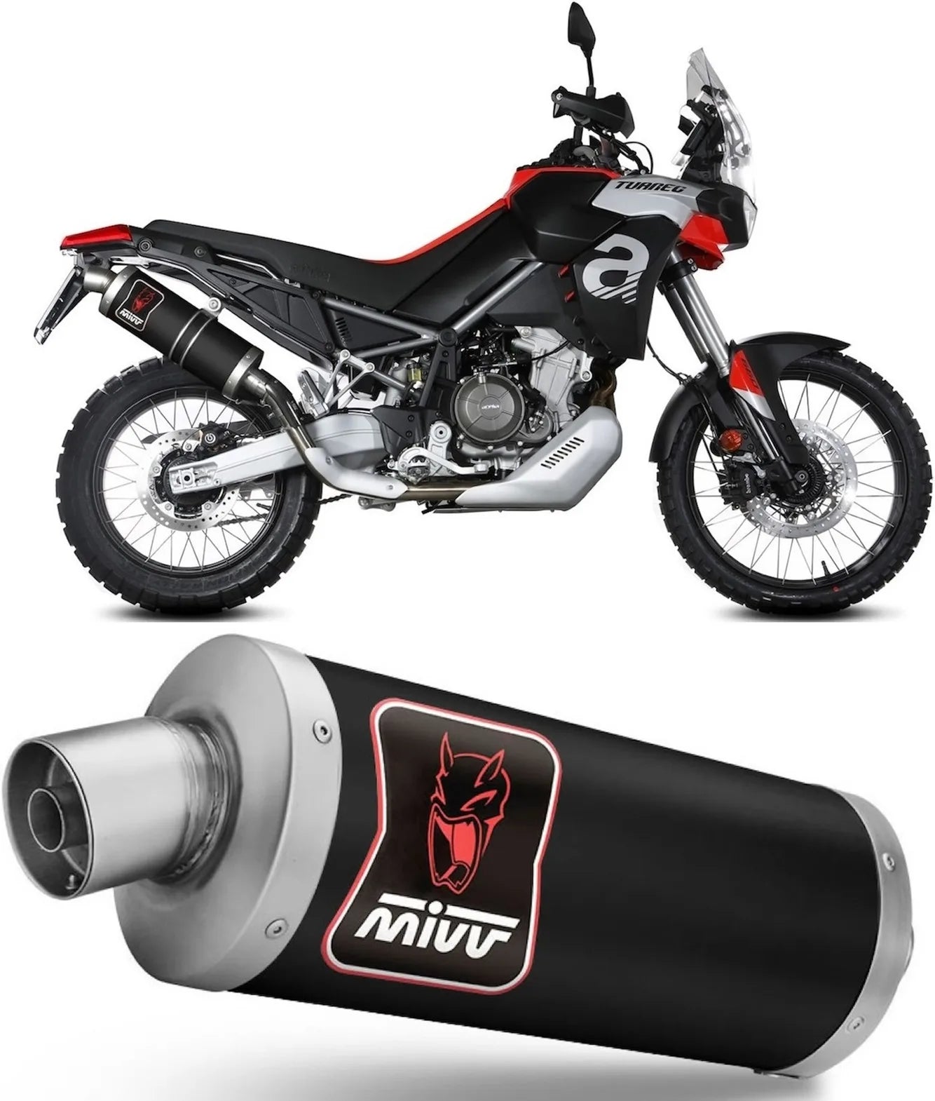Terminale Di Scarico Con Omologazione Suono Dakar Inox Nero - Mivv Compatibile Con Aprilia Tuareg 660 (2022-2024)