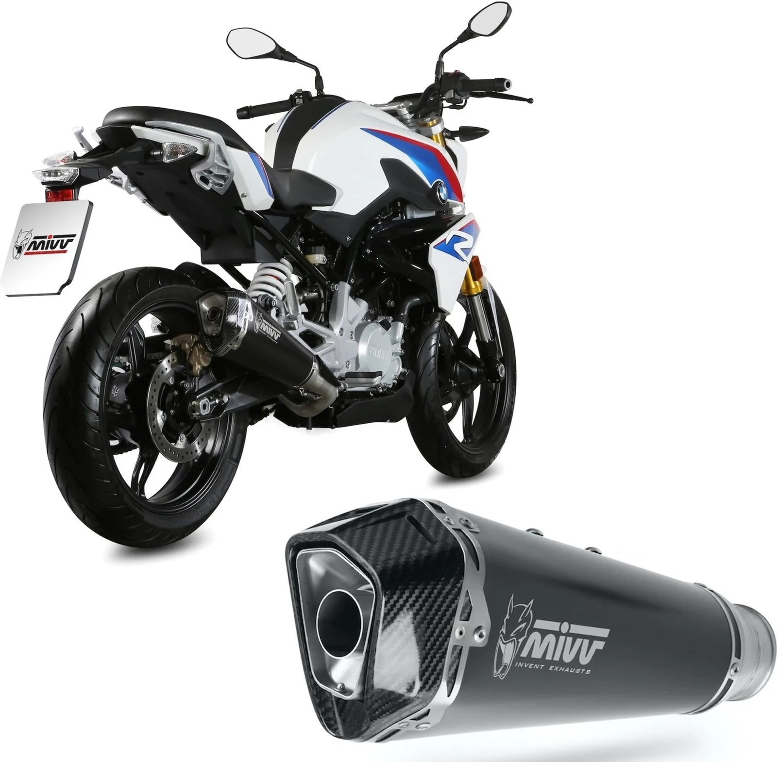 Impianto Di Scarico Completo Non Catalizzato E Con Omologazione Suono Delta Race Inox Nero Carbonio - Mivv Compatibile Con Bmw G 310 R (2018-2024)