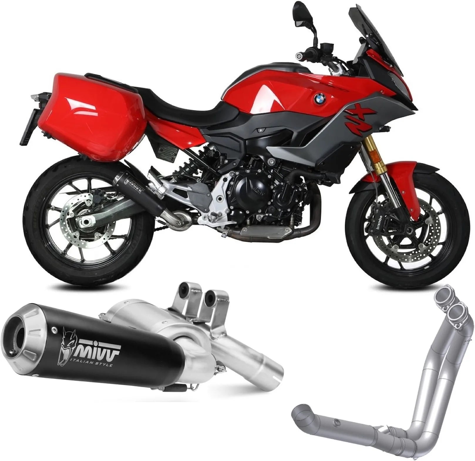 Impianto Di Scarico Completo Non Catalizzato E Con Omologazione Suono X-M1 Inox Nero - Mivv Compatibile Con Bmw F 900 Xr (2020-2024)