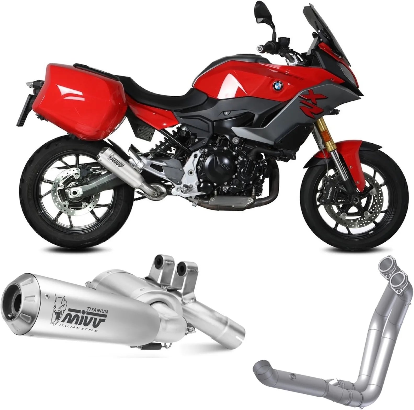 Impianto Di Scarico Completo Non Catalizzato E Con Omologazione Suono X-M1 Titanio - Mivv Compatibile Con Bmw F 900 Xr (2020-2024)