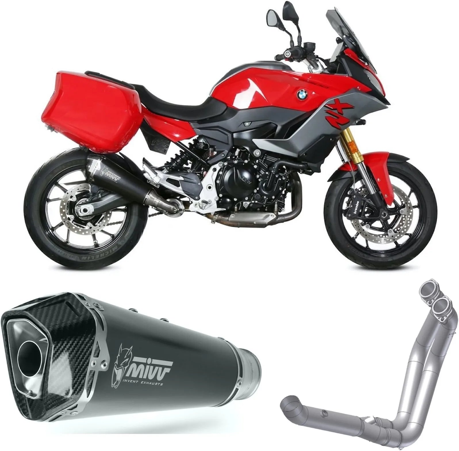Impianto Di Scarico Completo Non Catalizzato E Con Omologazione Suono Delta Race Inox Nero Carbonio - Mivv Compatibile Con Bmw F 900 Xr (2020-2024)