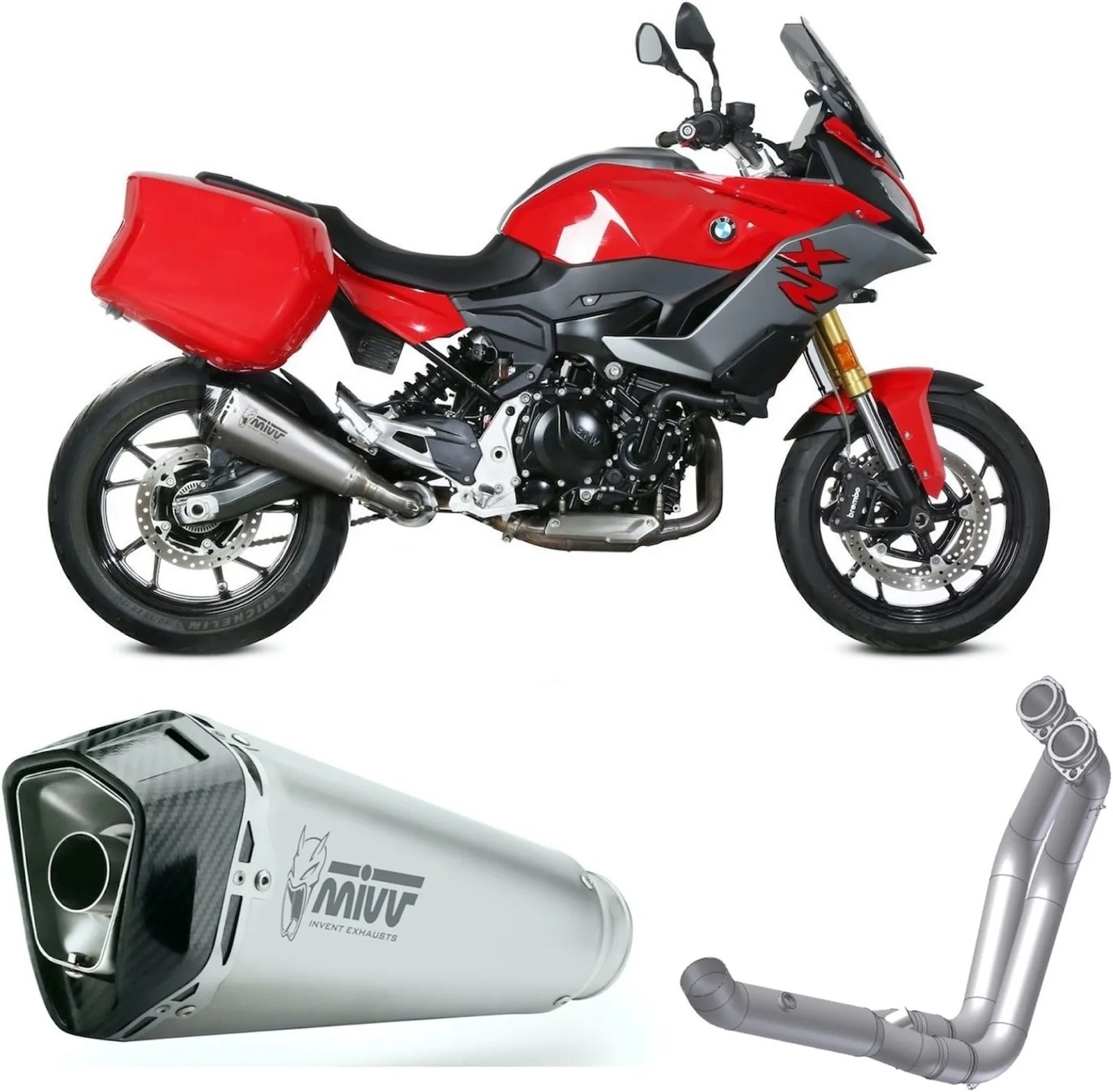 Impianto Di Scarico Completo Non Catalizzato E Con Omologazione Suono Delta Race Inox Carbonio - Mivv Compatibile Con Bmw F 900 Xr (2020-2024)