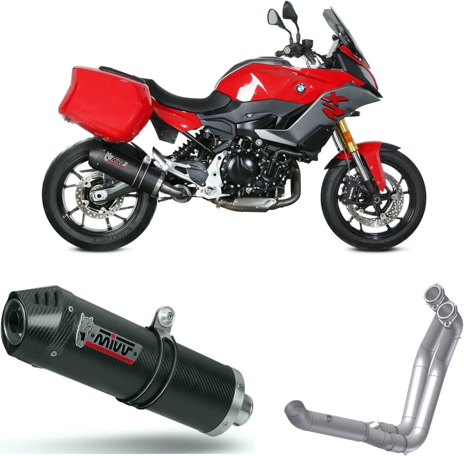 Impianto Di Scarico Completo Non Catalizzato E Con Omologazione Suono Oval Carbonio Carbonio - Mivv Compatibile Con Bmw F 900 Xr (2020-2024)