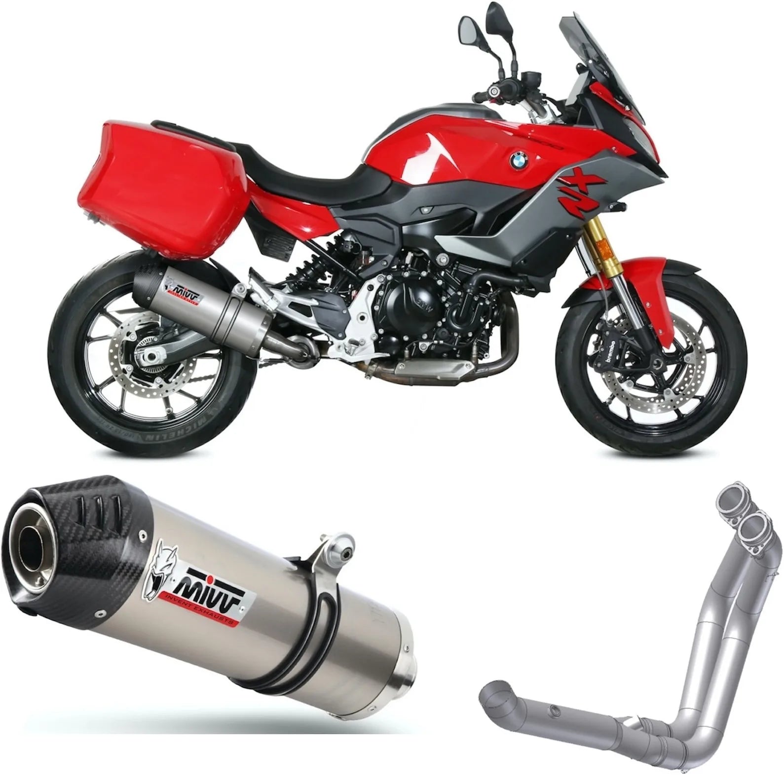 Impianto Di Scarico Completo Non Catalizzato E Con Omologazione Suono Oval Titanio Carbonio - Mivv Compatibile Con Bmw F 900 Xr (2020-2024)