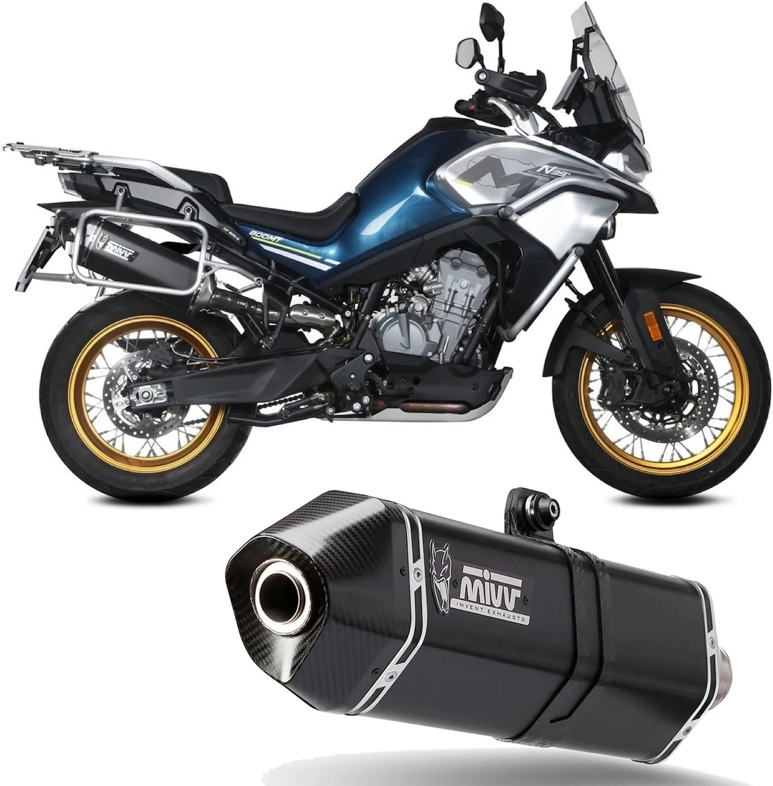 Terminale Di Scarico Con Omologazione Suono Speed Edge Inox Nero Carbonio - Mivv Compatibile Con Cfmoto 800 Mt (2022-2024)