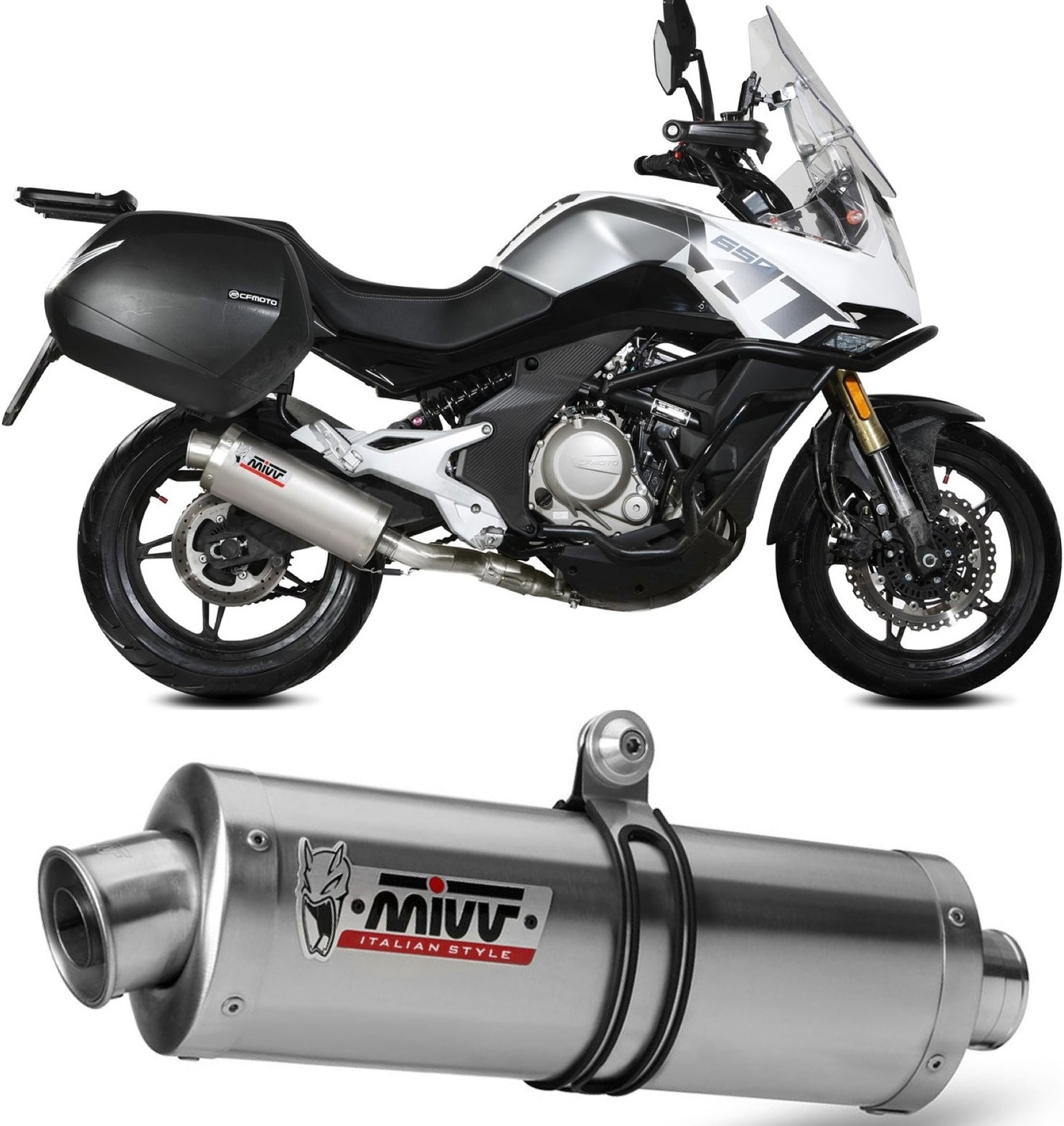 Catalytic Exhaust Tip With Sound Certification Oval Stainless Steel - Mivv Compatible With Cfmoto 650 Mt (2021-2024)