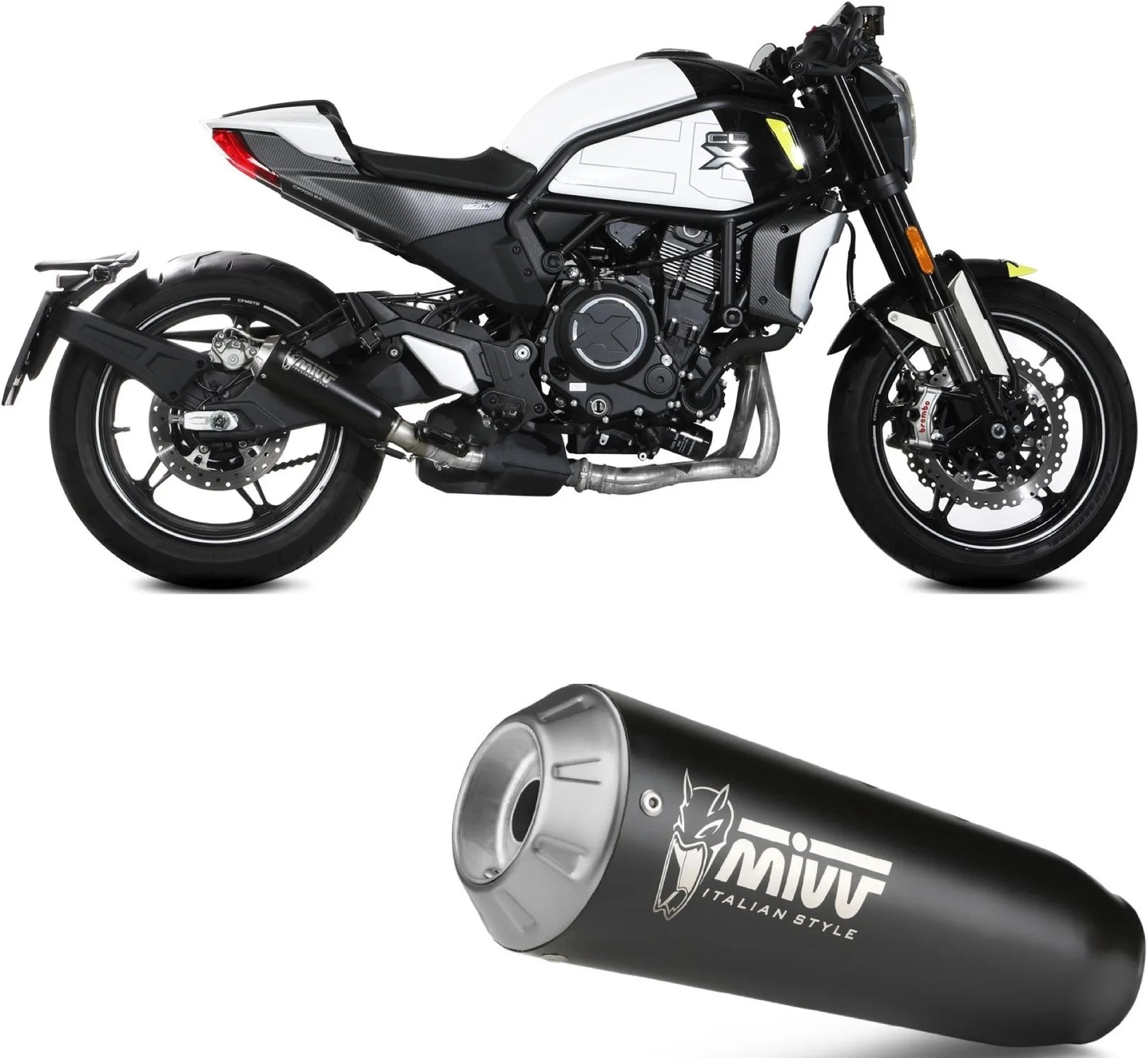 Terminale Di Scarico Con Omologazione Suono X-M1 Inox Nero - Mivv Compatibile Con Cfmoto 700 Cl-X (2023-2024)