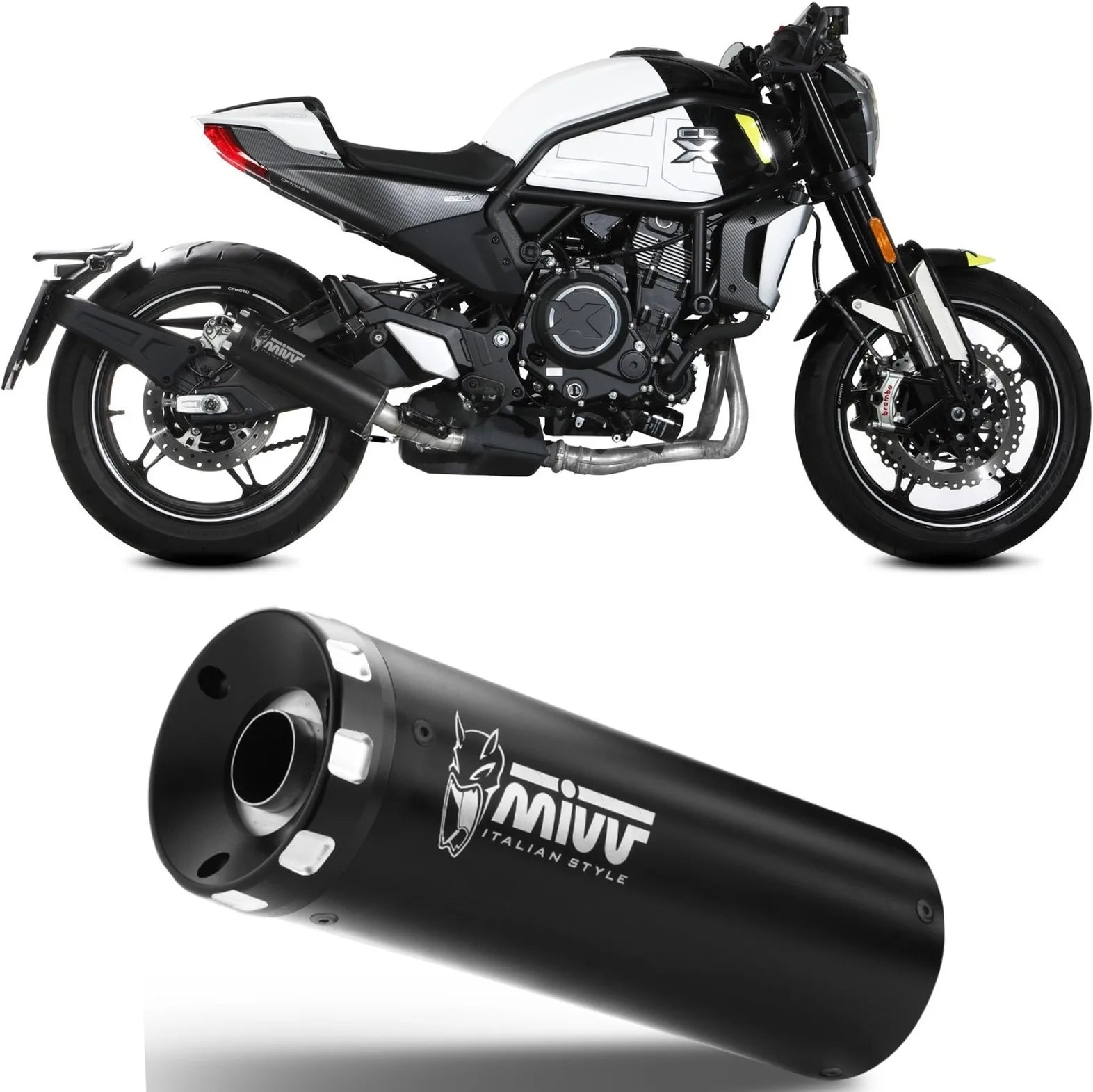Terminale Di Scarico Con Omologazione Suono Hr-1 Inox Nero - Mivv Compatibile Con Cfmoto 700 Cl-X (2023-2024)