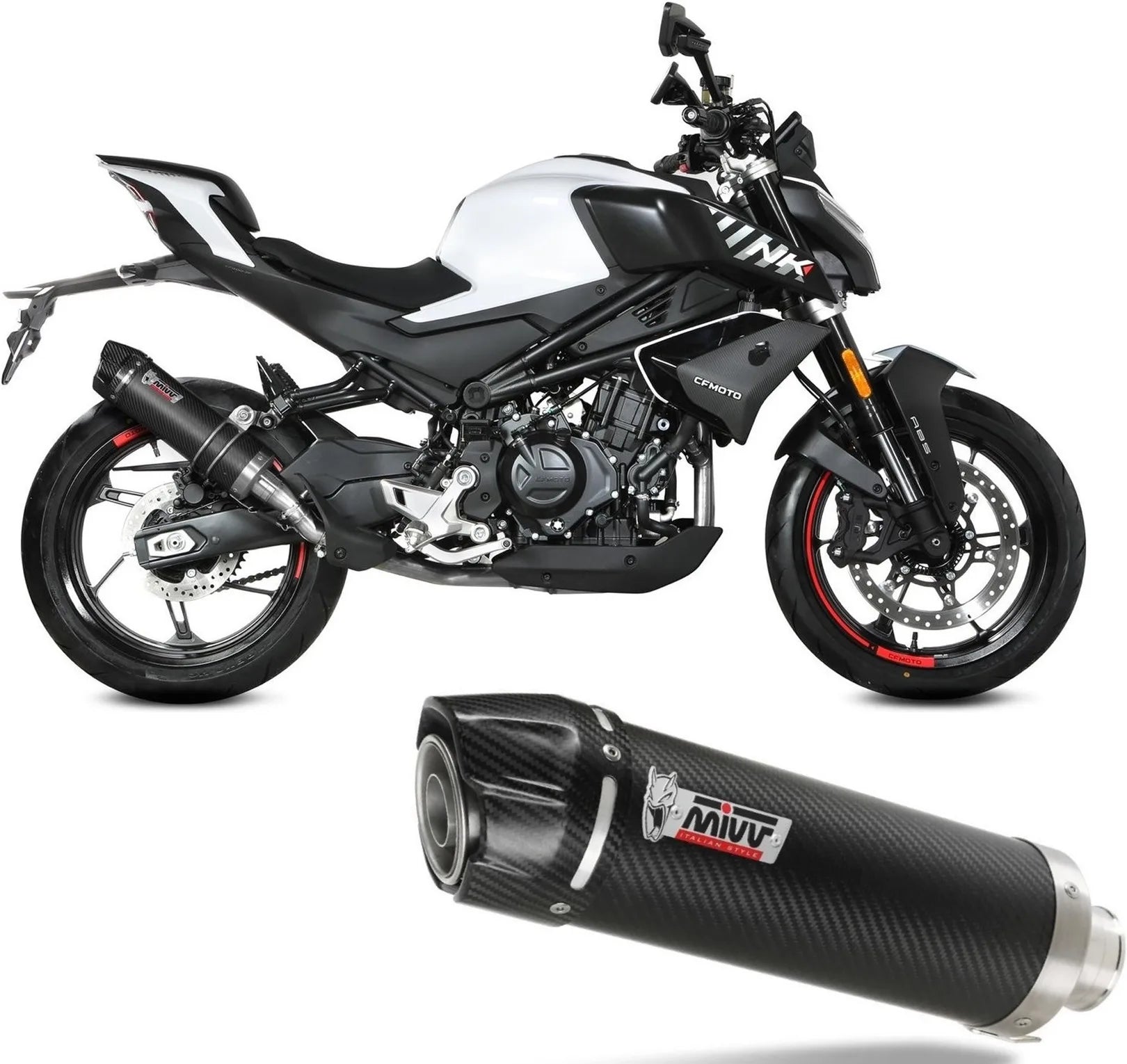 Terminale Di Scarico Con Omologazione Suono Gp Carbonio - Mivv Compatibile Con Cfmoto 450 Nk (2023-2024)