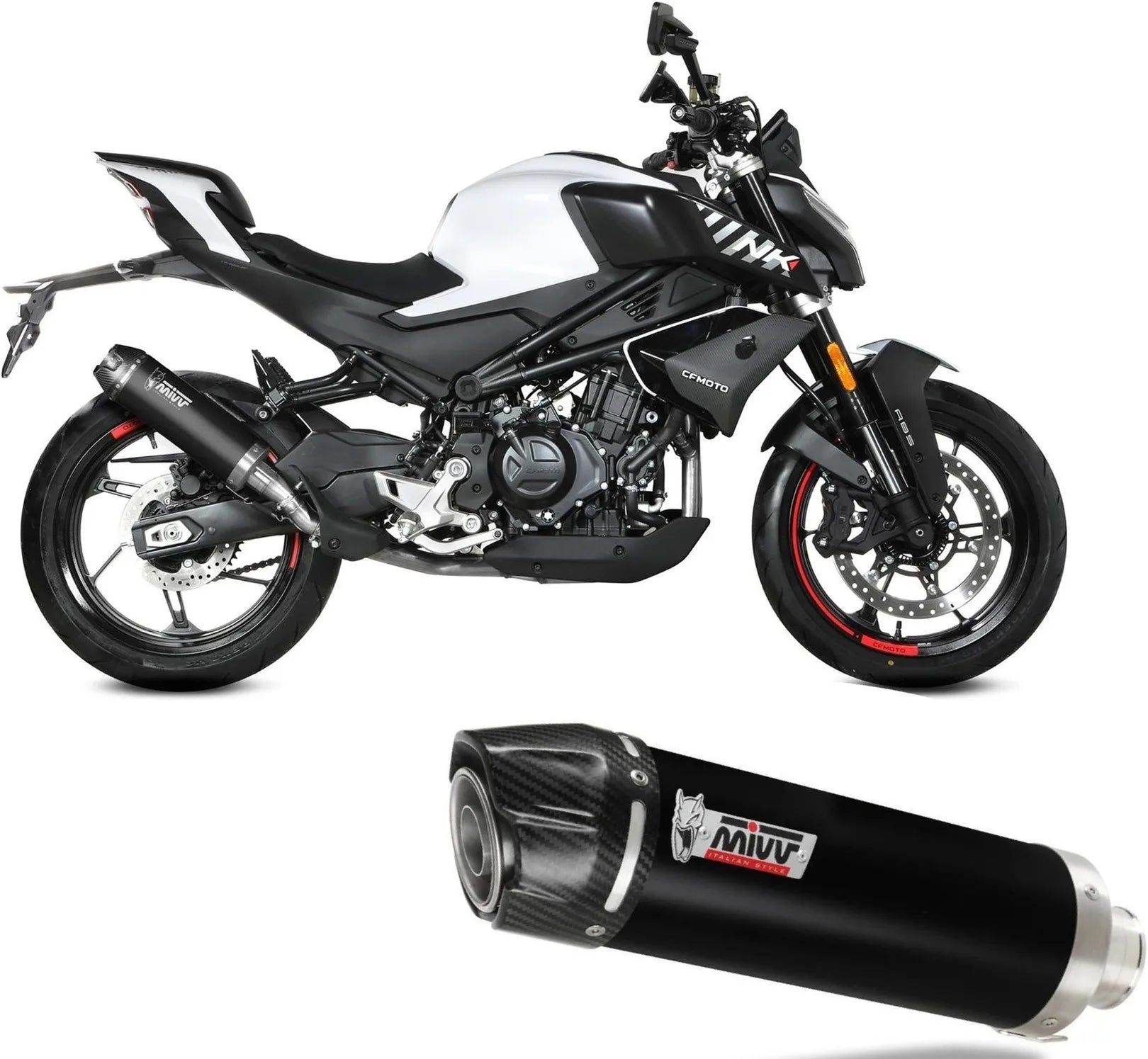 Terminale Di Scarico Con Omologazione Suono Ak-1 Inox Nero - Mivv Compatibile Con Cfmoto 450 Nk (2023-2024)