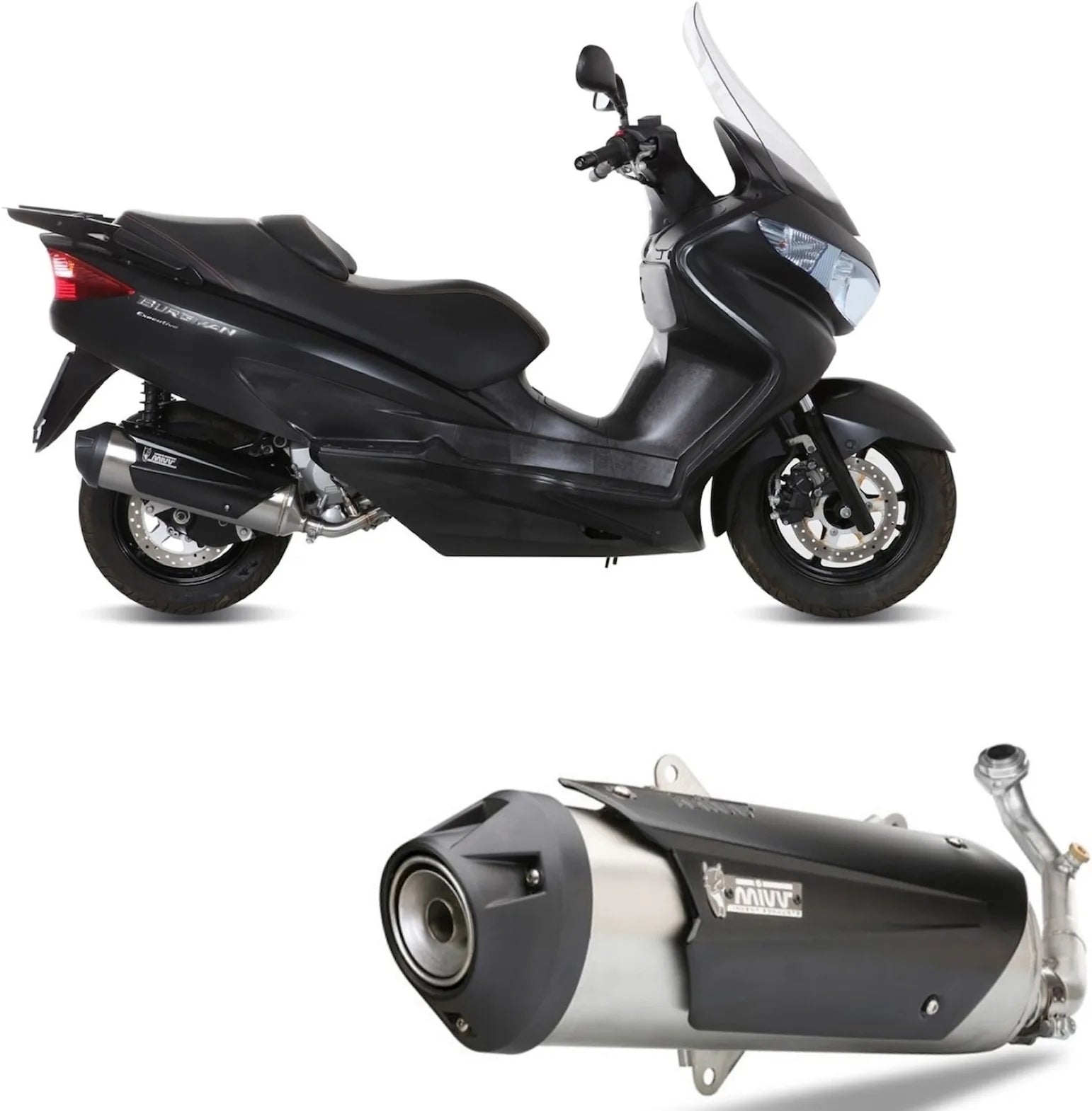 Impianto Di Scarico Completo Catalizzato E Con Omologazione Suono Urban Inox - Mivv Compatibile Con Suzuki Uh 200 Burgman (2007-2015)