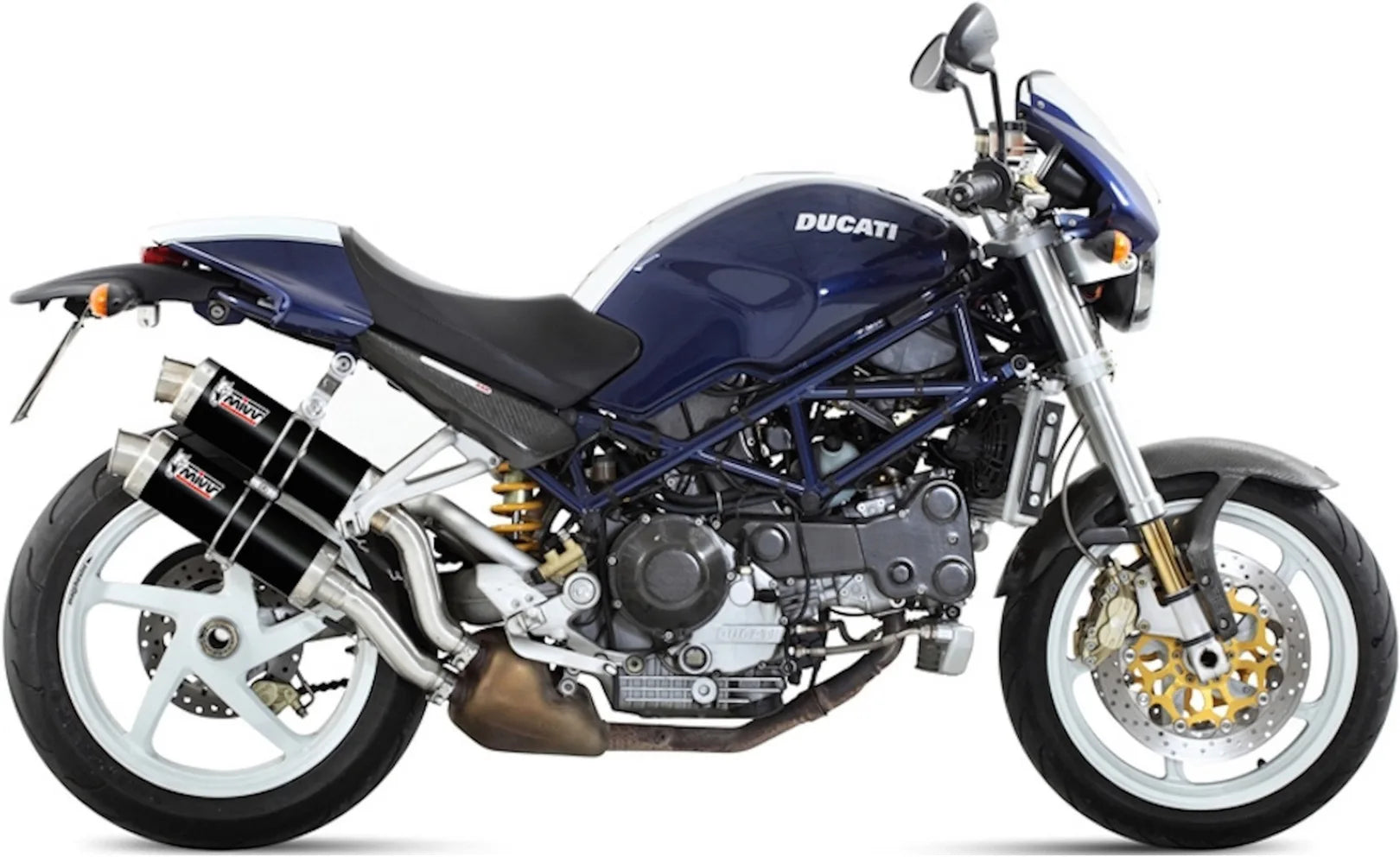 Doppio Terminale Di Scarico Con Omologazione Suono Gp Inox Nero - Mivv Compatibile Con Ducati Monster S2R 1000 (2006-2007)
