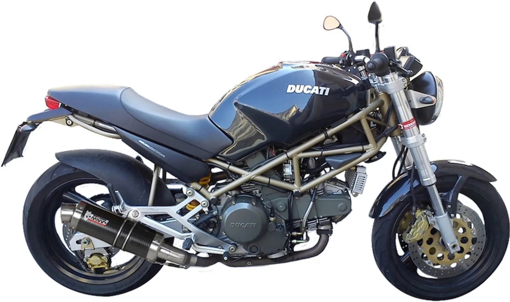 Doppio Terminale Di Scarico Con Omologazione Suono Gp Carbonio - Mivv Compatibile Con Ducati Monster 750 (1999-2002)