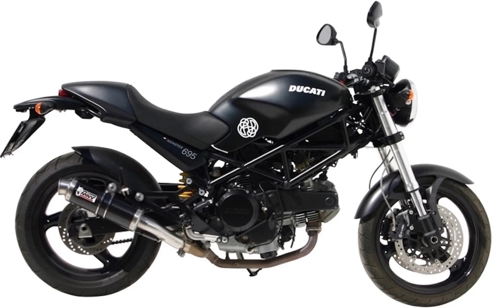 Doppio Terminale Di Scarico Non Catalizzato Con Omologazione Suono Gp Carbonio - Mivv Compatibile Con Ducati Monster 695 (2006-2008)