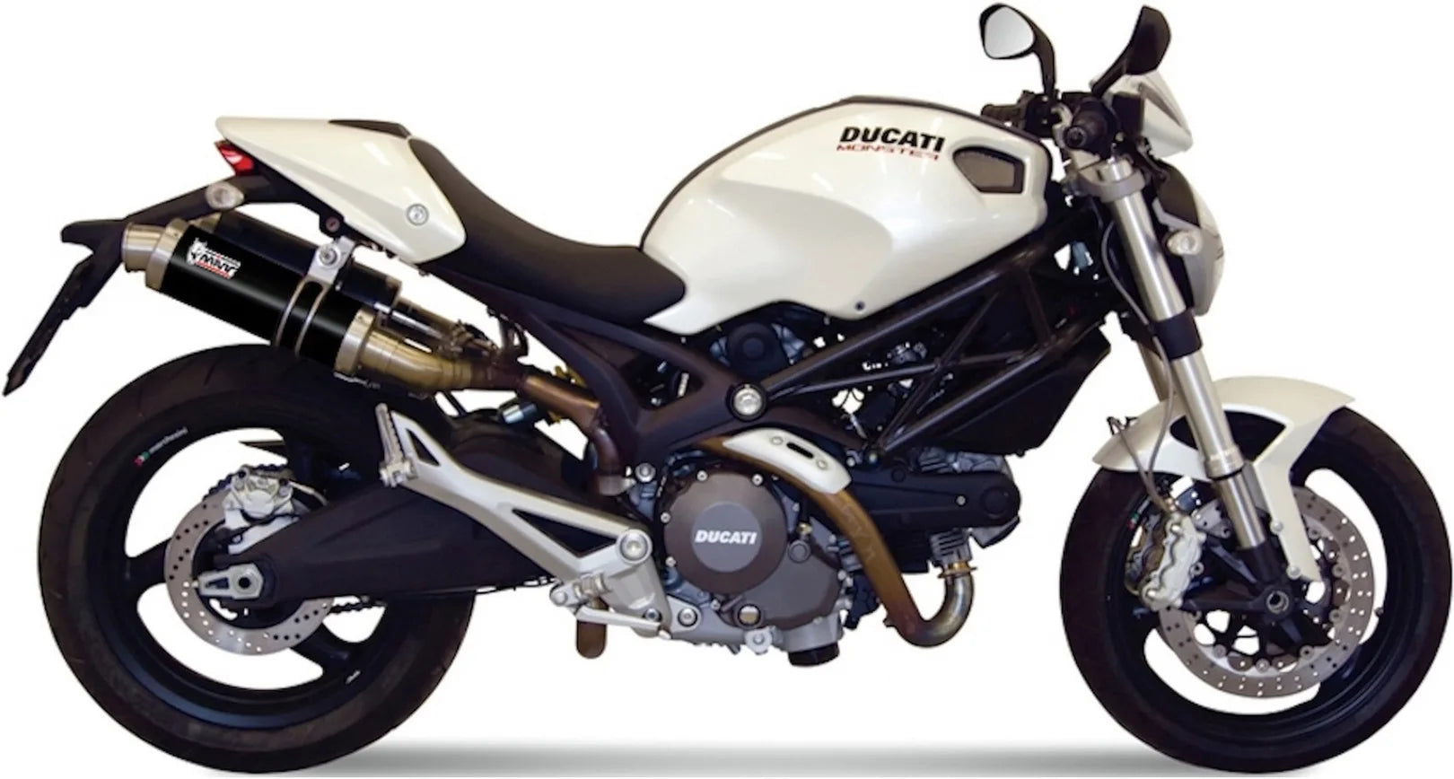 Doppio Terminale Di Scarico Non Catalizzato Con Omologazione Suono Gp Inox Nero - Mivv Compatibile Con Ducati Monster 696 (2008-2014)