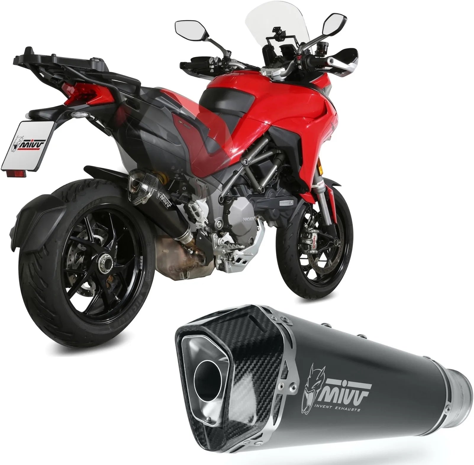 Terminale Di Scarico Con Omologazione Suono Delta Race Inox Nero Carbonio - Mivv Compatibile Con Ducati Multistrada 1200 (2015-2017)