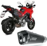 Exhaust Tip With Noise Certification Delta Race Steel Black Carbon - Mivv Compatible With Ducati Multistrada 1200 (2015-2017)