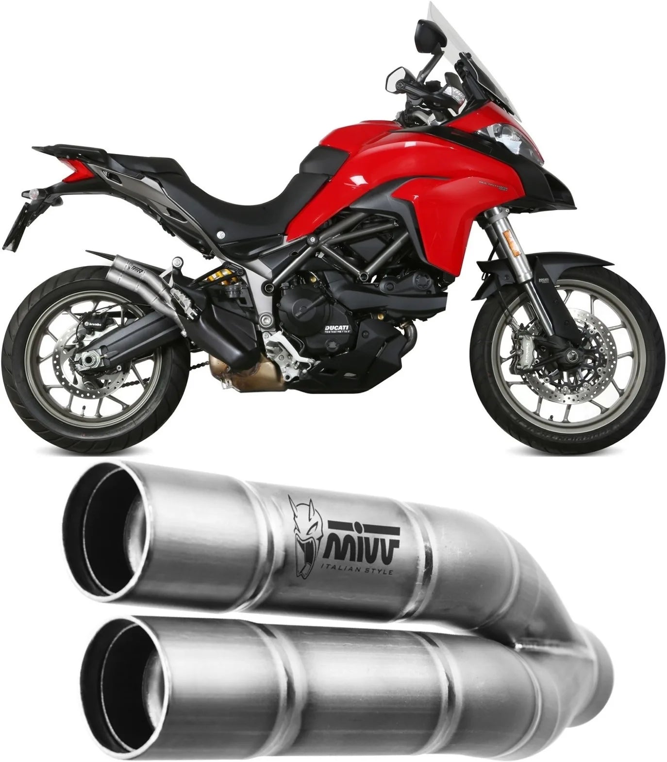 Terminale Di Scarico Con Omologazione Suono Double Gun Inox - Mivv Compatibile Con Ducati Multistrada 950 (2017-2021)