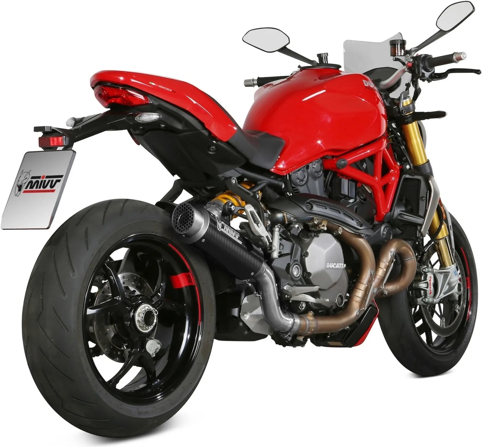 Terminale Di Scarico Catalizzato E Con Omologazione Suono Gppro Carbonio - Mivv Compatibile Con Ducati Monster 821 (2018-2020)