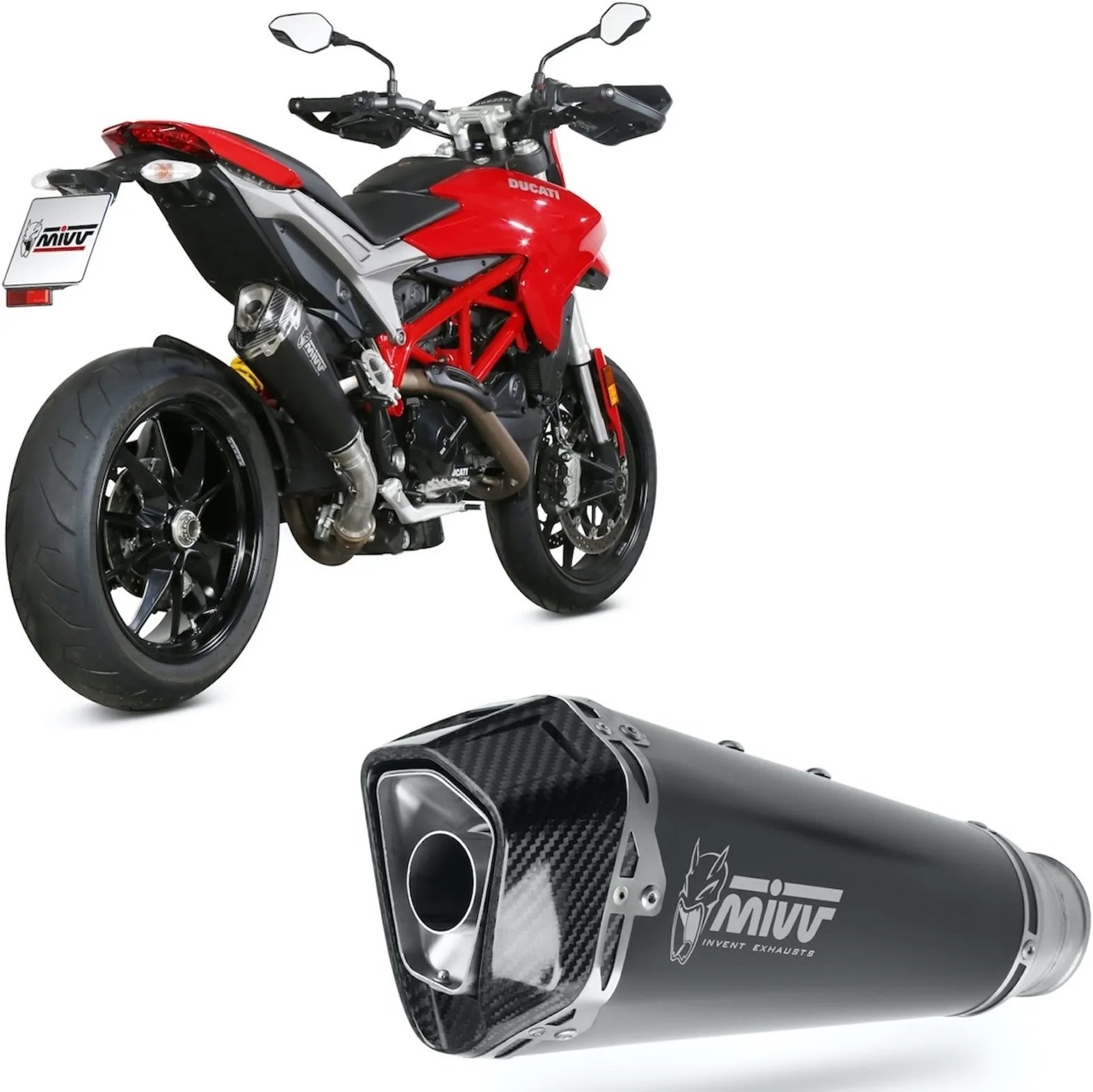 Terminale Di Scarico Catalizzato E Con Omologazione Suono Delta Race Inox Nero Carbonio - Mivv Compatibile Con Ducati Hypermotard 939 (2016-2018)