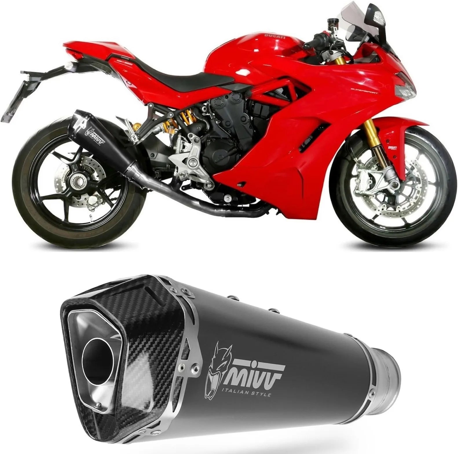 Terminale Di Scarico Catalizzato E Con Omologazione Suono Delta Race Inox Nero Carbonio - Mivv Compatibile Con Ducati Supersport 939 - S (2017-2020)