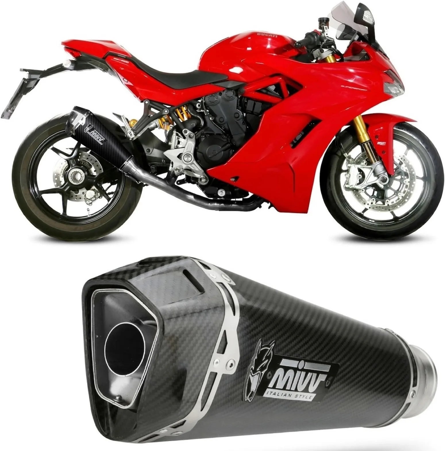 Terminale Di Scarico Catalizzato E Con Omologazione Suono Delta Race Carbonio Carbonio - Mivv Compatibile Con Ducati Supersport 939 - S (2017-2020)