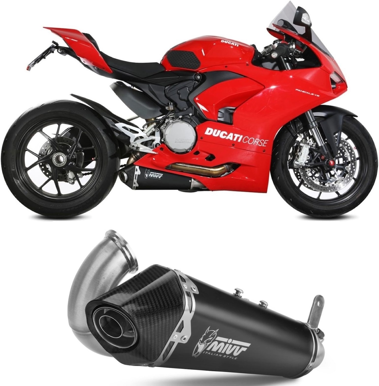 Non-Catalytic Exhaust Tip With Sound Certification Delta Race Steel Black Carbon - Mivv Compatible With Ducati Panigale V2 (2020-2024)