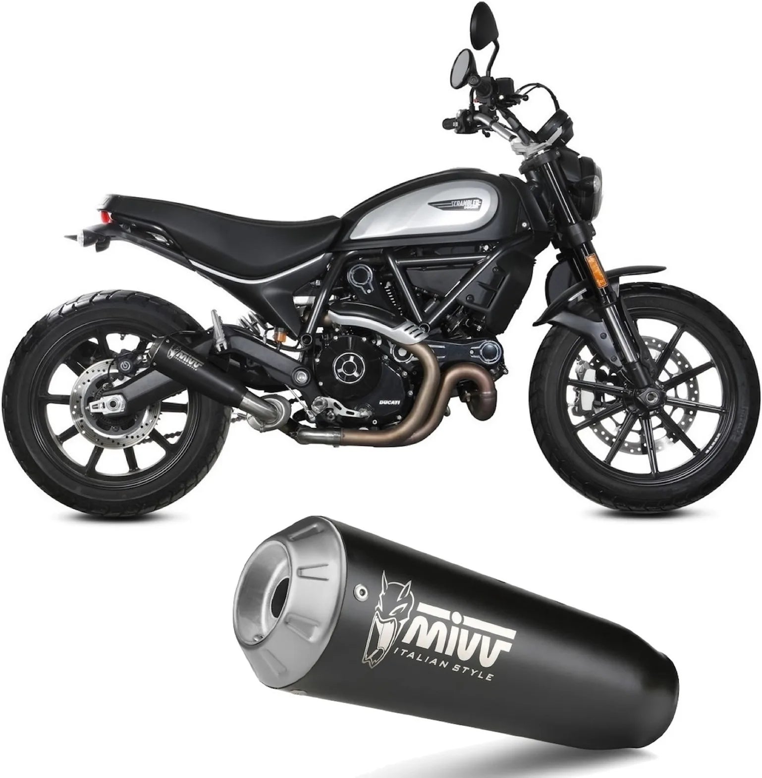 Terminale Di Scarico Catalizzato E Con Omologazione Suono X-M1 Inox Nero - Mivv Compatibile Con Ducati Scrambler 800 Icon (2021-2022)