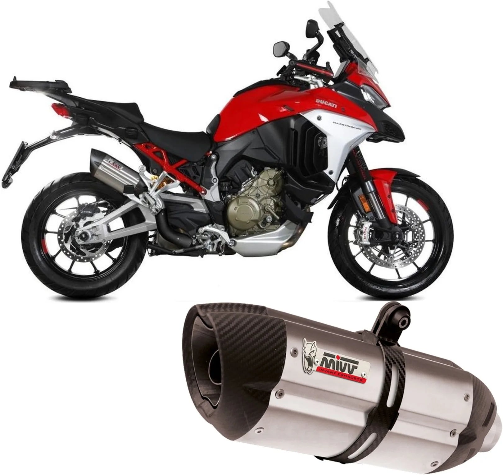 Terminale Di Scarico Con Omologazione Suono Suono Inox Carbonio - Mivv Compatibile Con Ducati Multistrada V4 1100 - S (2021-2024)