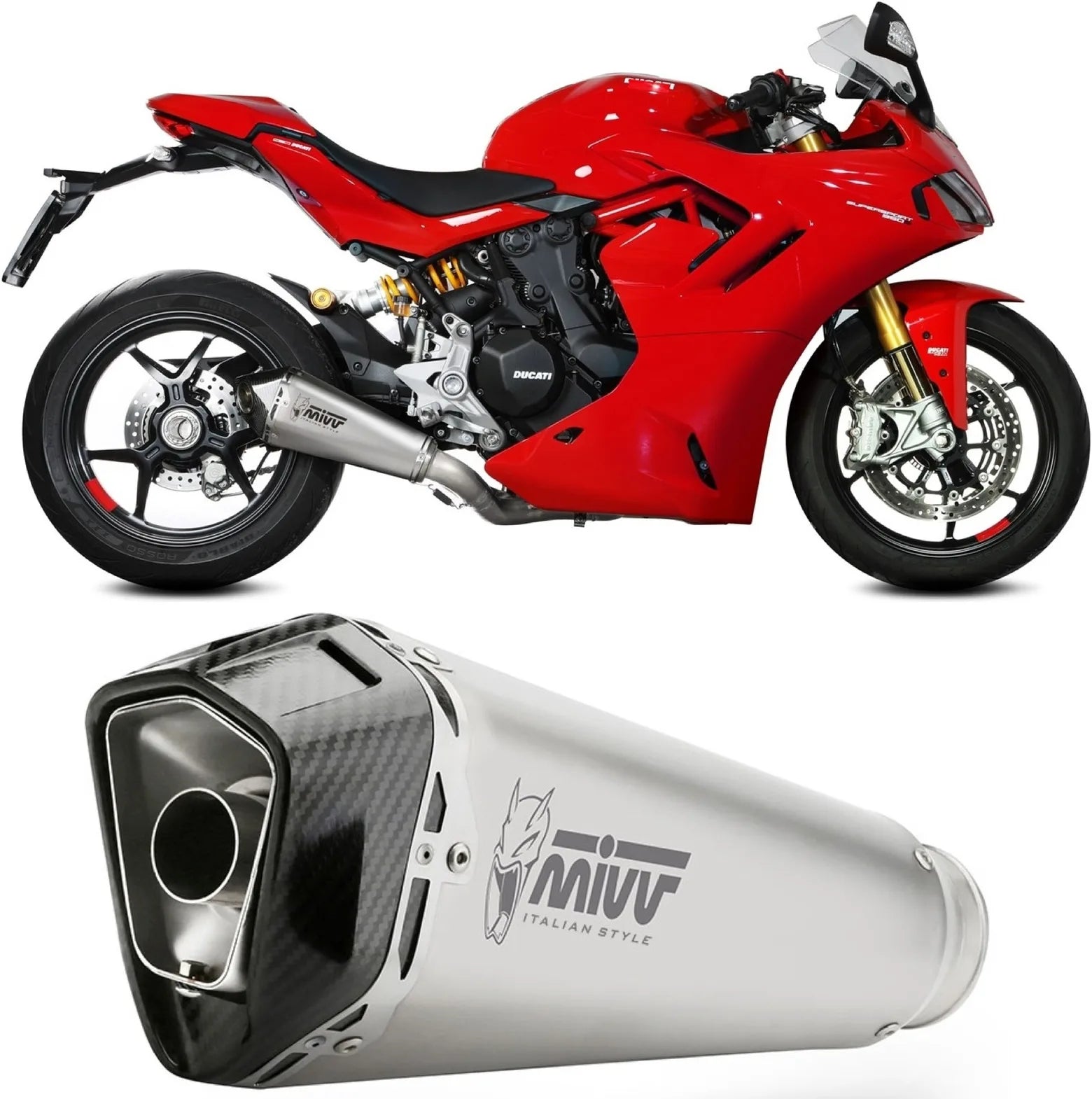 Terminale Di Scarico Catalizzato E Con Omologazione Suono Delta Race Inox Carbonio - Mivv Compatibile Con Ducati Supersport 950 - S (2021-2024)